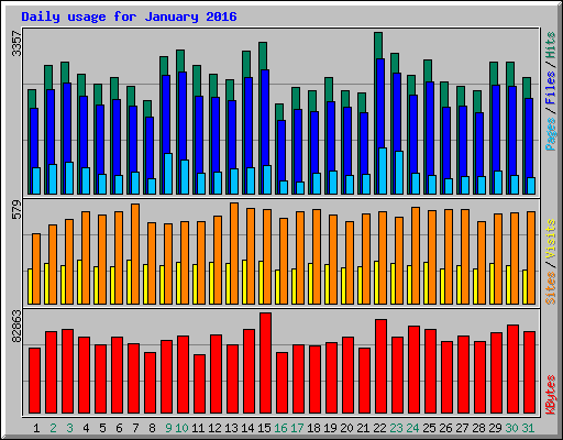 Daily usage for January 2016