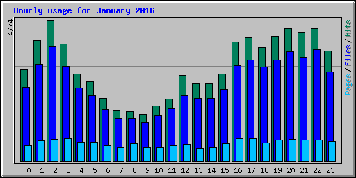 Hourly usage for January 2016